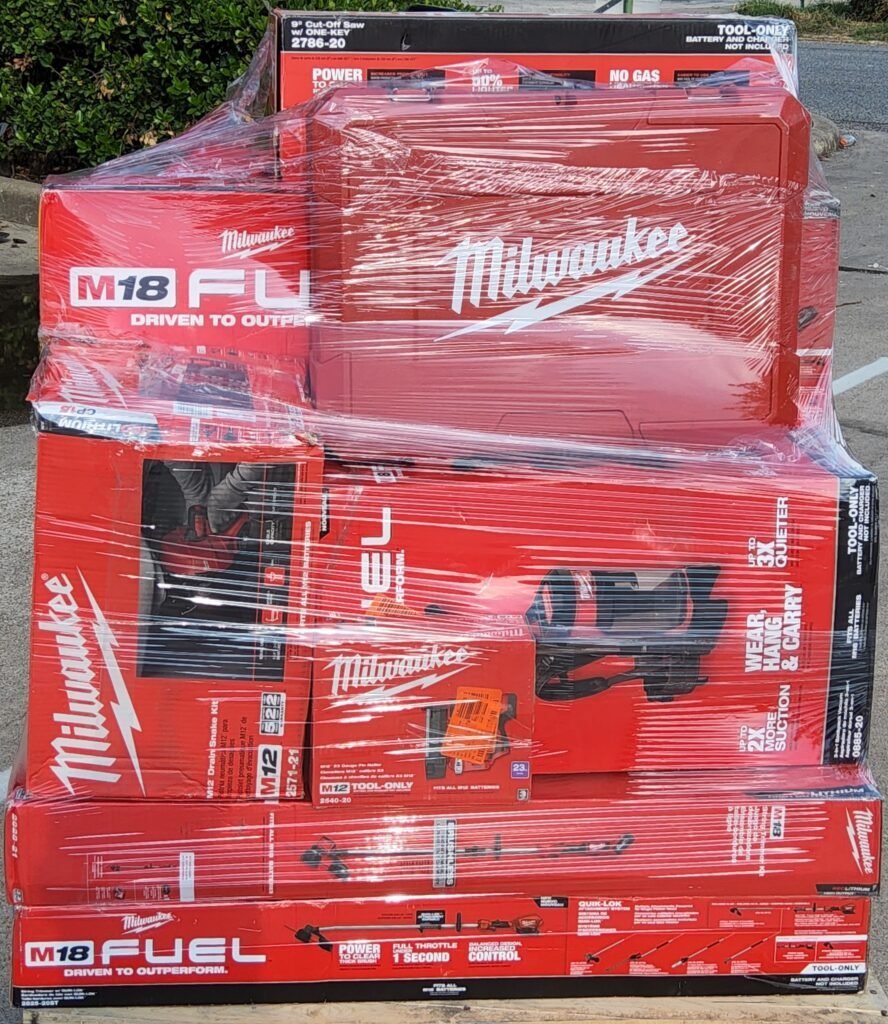 Milwaukee tools liquidation pallets with 20-25 mixed power tools